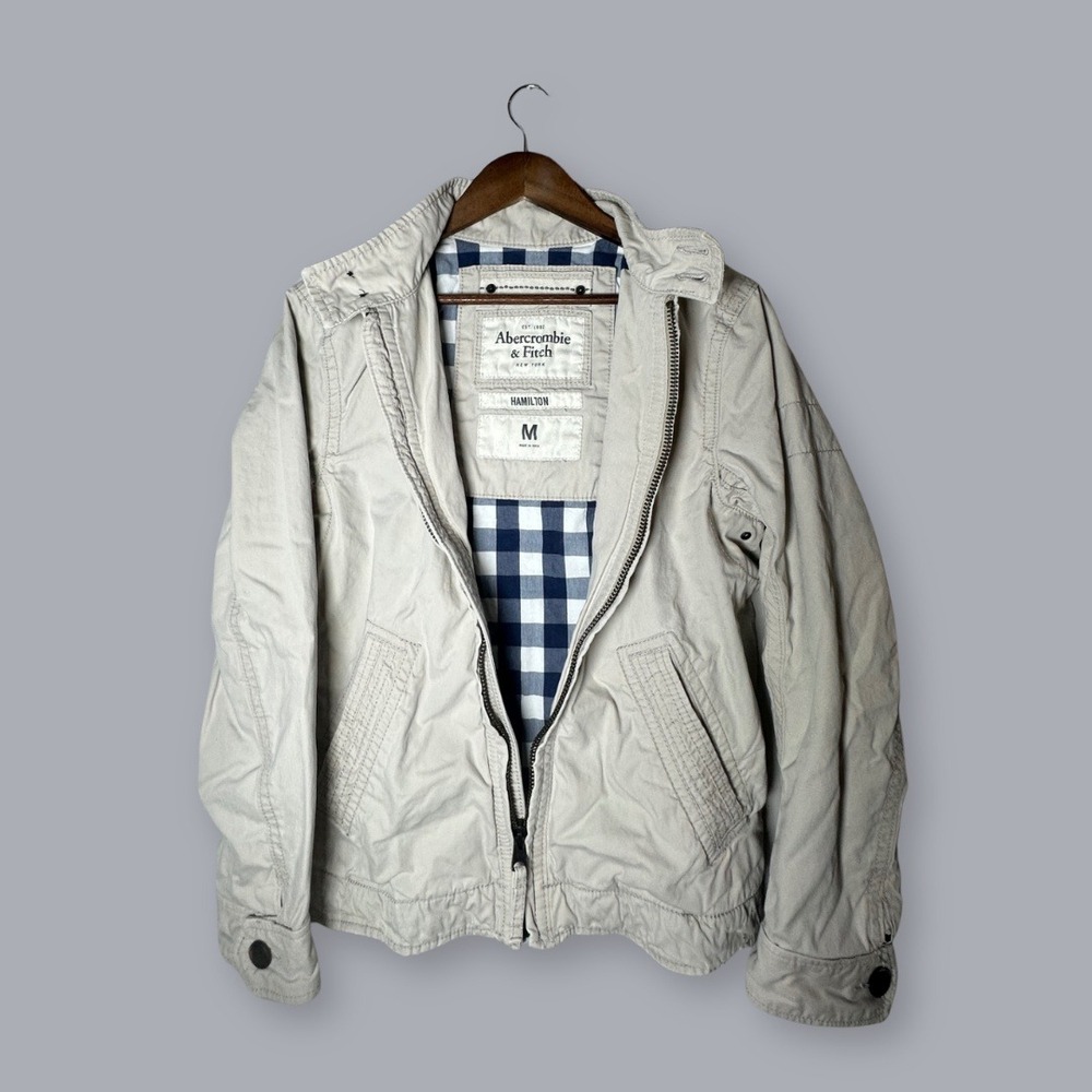 VTG 90/00s Abercrombie & Fitch Hamilton Field Jacket Tan Cotton Med Y2K Utility